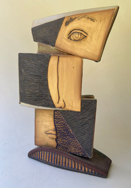 Handcrafted Ceramic Pottery Abstract Portrait Sculpture Unique Artistic Decor