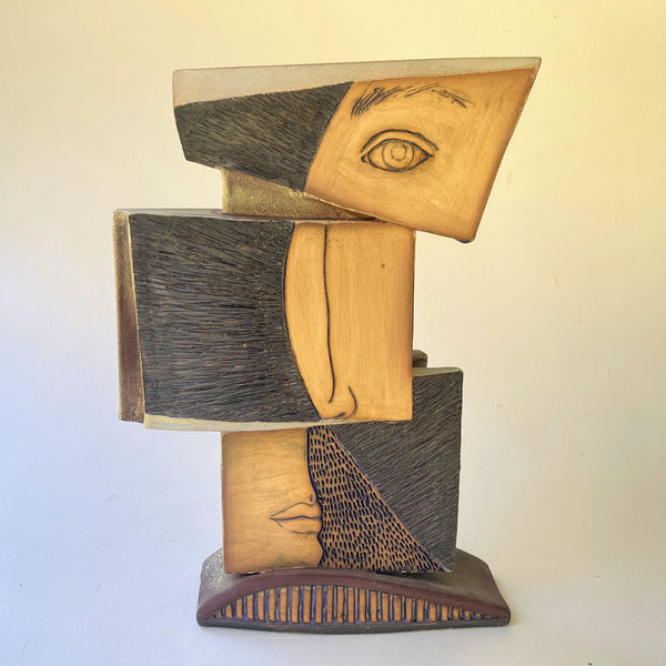 Handcrafted Ceramic Pottery Abstract Portrait Sculpture Unique Artistic Decor