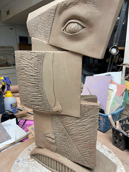 Handcrafted Ceramic Pottery Abstract Portrait Sculpture Unique Artistic Decor