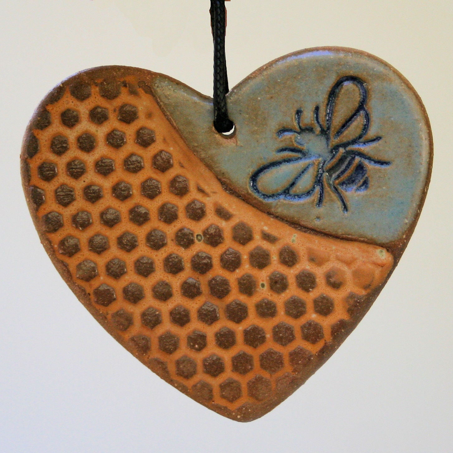 Bee and Honeycomb Heart Shaped Ornament