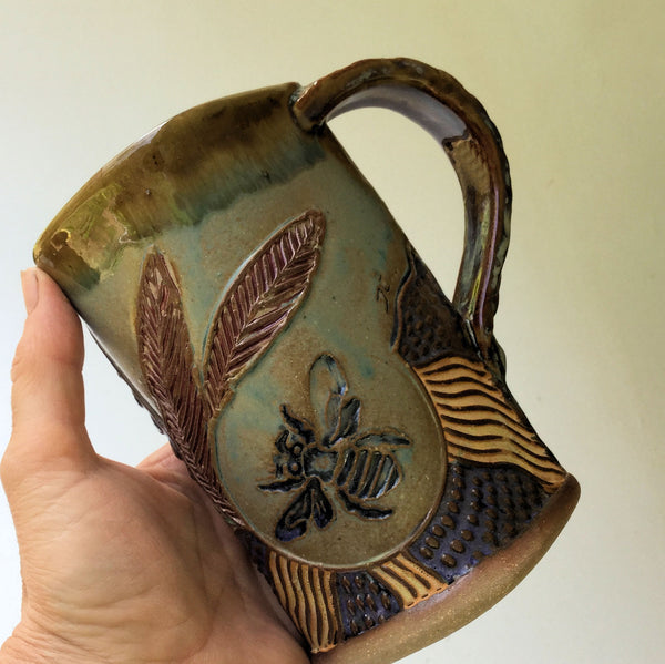 Bumblebee Pottery Ceramic Mug Handmade Artisan Coffee & Tea Cup – Perfect Gift for Nature and Insect Lovers