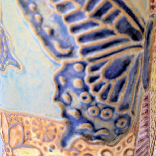 Butterfly Pottery Ceramic Coffee Mug, Handmade Artisan Coffee & Tea Cup – Perfect Gift for Nature and Insect Lovers