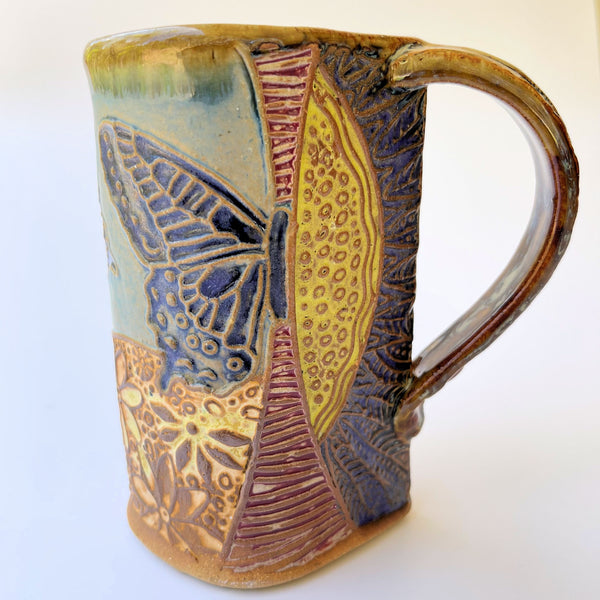 Butterfly Pottery Ceramic Coffee Mug, Handmade Artisan Coffee & Tea Cup – Perfect Gift for Nature and Insect Lovers