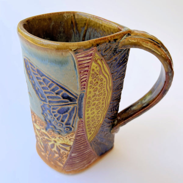 Butterfly Pottery Ceramic Coffee Mug, Handmade Artisan Coffee & Tea Cup – Perfect Gift for Nature and Insect Lovers