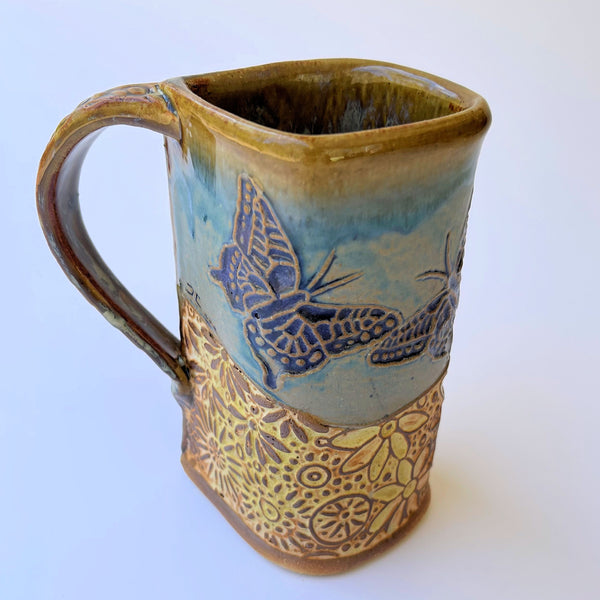Butterfly Pottery Ceramic Coffee Mug, Handmade Artisan Coffee & Tea Cup – Perfect Gift for Nature and Insect Lovers