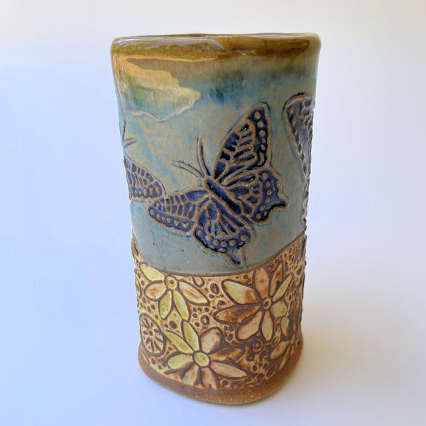 Butterfly Pottery Ceramic Coffee Mug, Handmade Artisan Coffee & Tea Cup – Perfect Gift for Nature and Insect Lovers