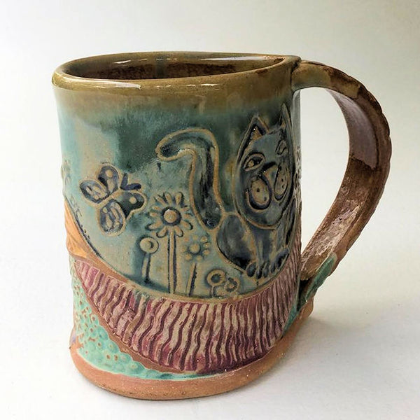Cat Pottery Mug Handmade Artisan Coffee & Tea Cup – Perfect Gift for Nature and CatLovers