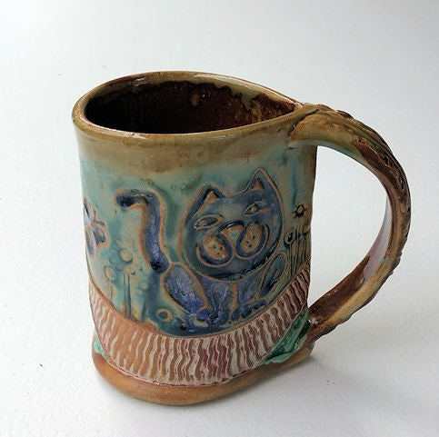 Cat Pottery Mug Handmade Artisan Coffee & Tea Cup – Perfect Gift for Nature and CatLovers