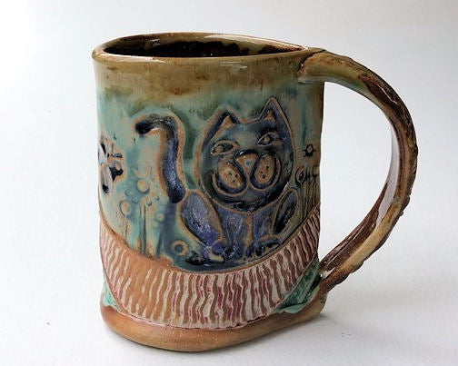 Cat Pottery Mug Handmade Artisan Coffee & Tea Cup – Perfect Gift for Nature and CatLovers