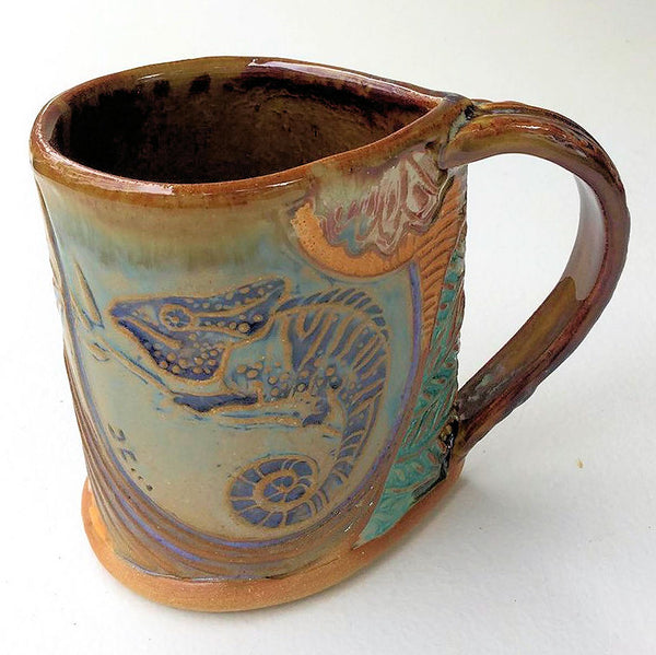 Chameleon  Pottery Mug Handmade Artisan Coffee & Tea Cup – Perfect Gift for Nature and ChameleonLovers