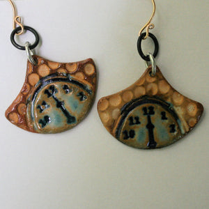 Clock Earrings hand-made stoneware beads