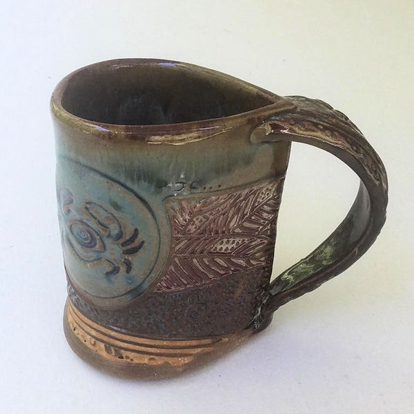 Crab Pottery Mug Coffee Cup Handmade Stoneware Tableware 12 oz