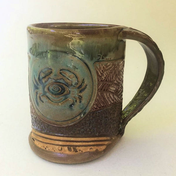 Crab Pottery Mug Coffee Cup Handmade Stoneware Tableware 12 oz