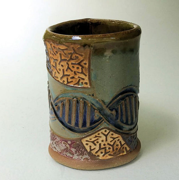 DNA Ceramic Mug | Handmade Artisan Coffee & Tea Cup – Perfect Gift for Hemotologists, Geneologists and Forensic Scientists