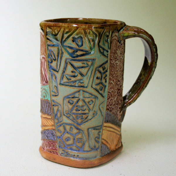 Dice Pottery Ceramic Mug Handmade Artisan Coffee & Tea Cup – Perfect Gift for dungeons and dragons Players and Gamers