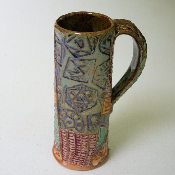 Dice Travel Pottery Ceramic Mug Handmade Artisan Coffee & Tea Cup – Perfect Gift for Nature and Gamers