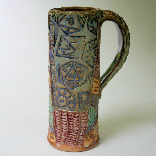 Dice Travel Pottery Ceramic Mug Handmade Artisan Coffee & Tea Cup – Perfect Gift for Nature and Gamers