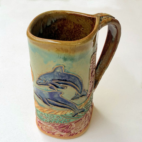 Dolphin Coffee Ceramic Cup Handmade Artisan Coffee & Tea Cup – Perfect Gift for Nature and Aquatic Lovers