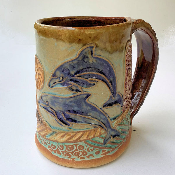 Dolphin Coffee Ceramic Cup Handmade Artisan Coffee & Tea Cup – Perfect Gift for Nature and Aquatic Lovers