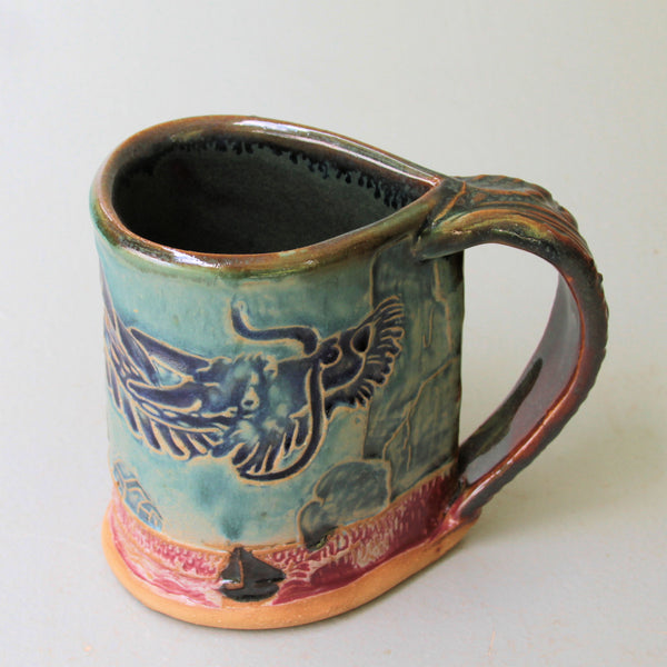 Dragon Pottery Ceramic Mug Handmade Artisan Coffee & Tea Cup – Perfect Gift for Nature and Dragon Lovers