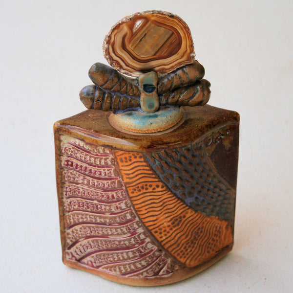 Dragonfly Vessel with Agate Lid - High Fired Ceramic
