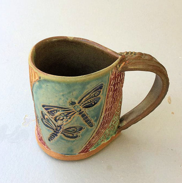 Dragonfly Pottery Ceramic Mug  Handmade Artisan Coffee & Tea Cup – Perfect Gift for Nature and Insect Lovers