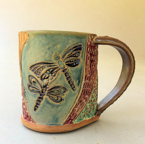 Dragonfly Pottery Ceramic Mug  Handmade Artisan Coffee & Tea Cup – Perfect Gift for Nature and Insect Lovers