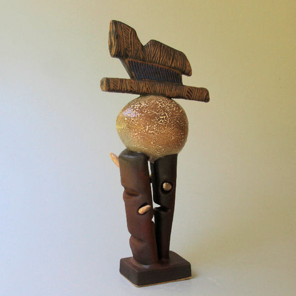 First Born - Abstract Sculpture of Egg on Two Stilts by Helene Fielder