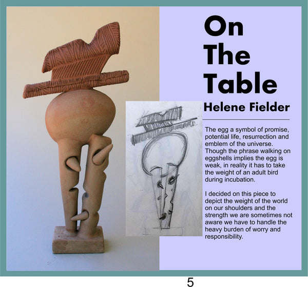 First Born - Abstract Sculpture of Egg on Two Stilts by Helene Fielder