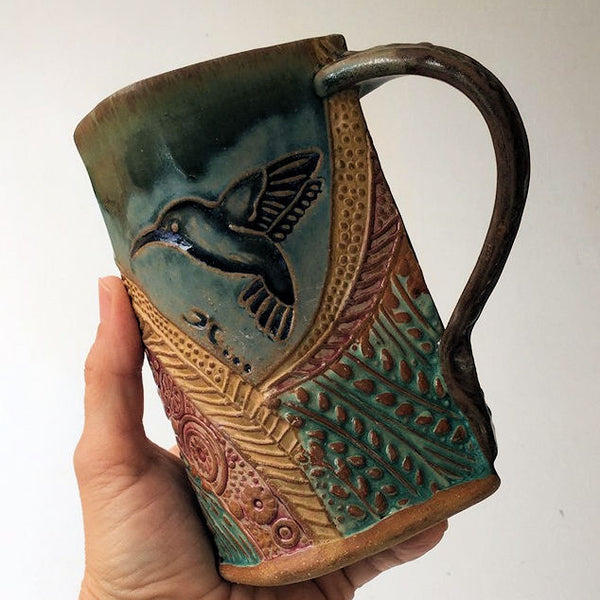 Hummingbird Pottery Ceramic Mug | Handmade Artisan Coffee & Tea Cup – Perfect Gift for Nature and Bird Lovers