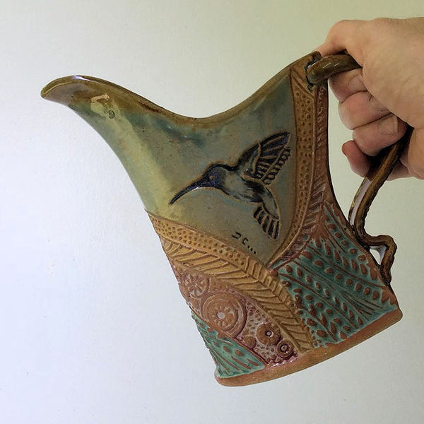 Hummingbird Pottery Pitcher Microwave and Dishwasher Safe Tableware