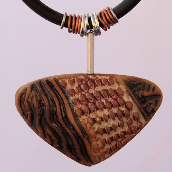 Clay Pendant Necklace with Copper Sphere