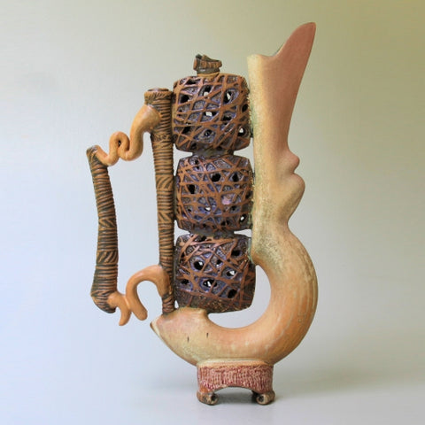 Three Little Nests Abstract Sculptural Teapot 8-8-17 By Helene Fielder