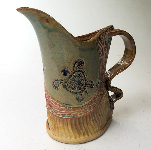 Stoneware Sea Turtle Pitcher, handmade, ceramics, pottery