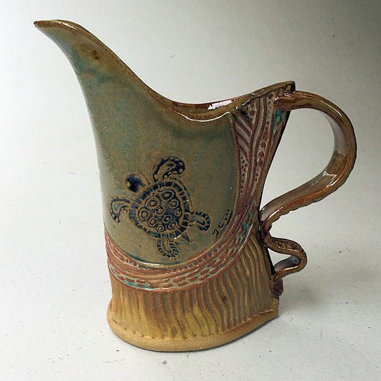 Stoneware Sea Turtle Pitcher, handmade, ceramics, pottery