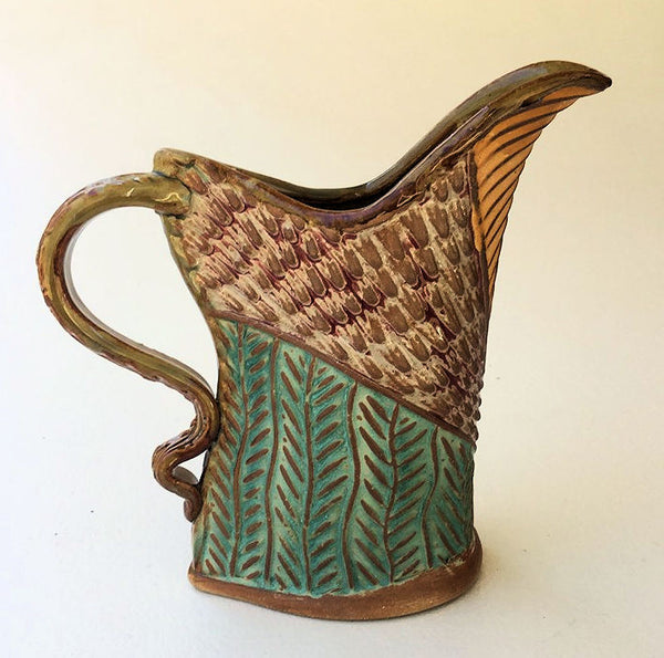 Sun Design Pottery Pitcher Hand Made Microwave and Dishwasher Safe