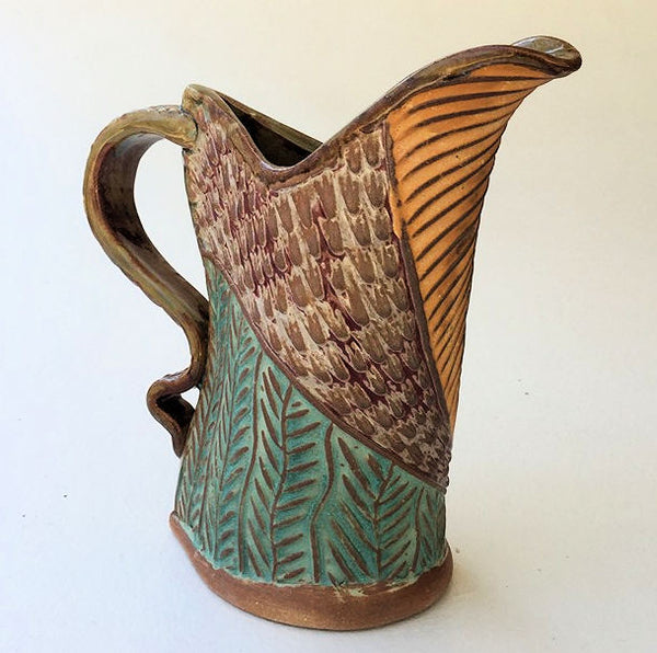 Sun Design Pottery Pitcher Hand Made Microwave and Dishwasher Safe
