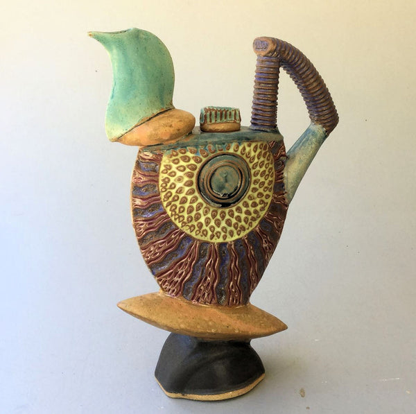 Tea Pot Pottery Sun Design Hand Made Sculptural Tea Pot Helene Fielder