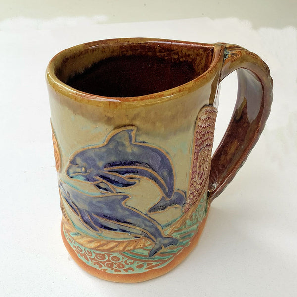 Dolphin Coffee Ceramic Cup Handmade Artisan Coffee & Tea Cup – Perfect Gift for Nature and Aquatic Lovers