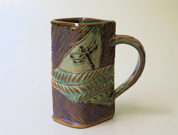 Dragonfly Pottery Ceramic Mug, Handmade Artisan Coffee & Tea Cup – Perfect Gift for Nature and Insect Lovers