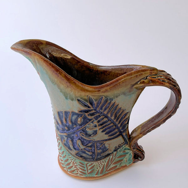 Tropical Foliage Pottery Pitcher
