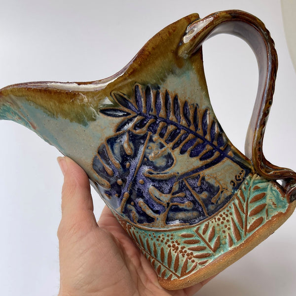 Tropical Foliage Pottery Pitcher