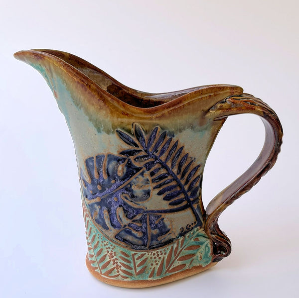Tropical Foliage Pottery Pitcher