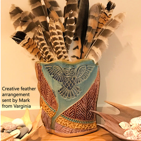Owl Pottery Flower Vase Hand Made Clay Flower Holder