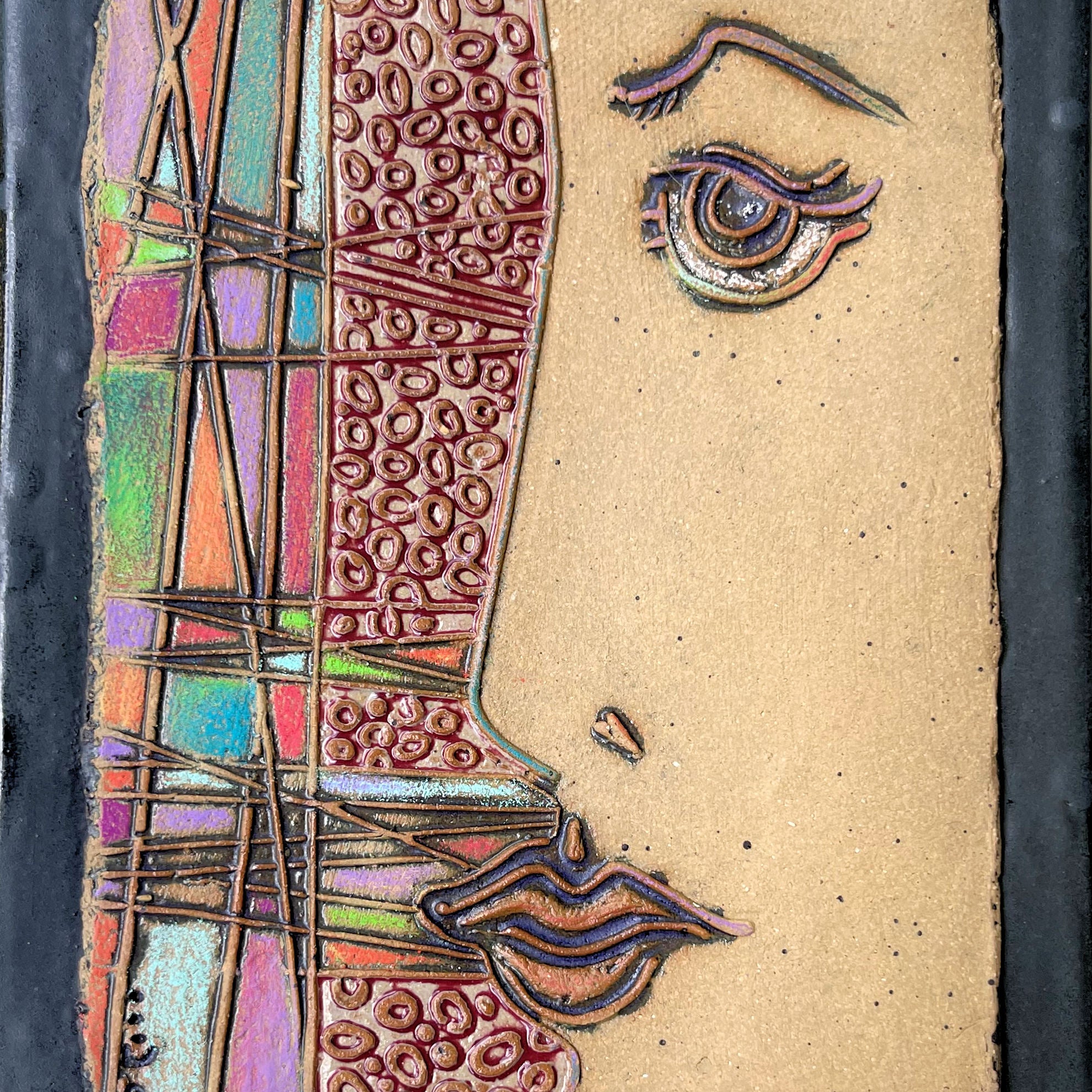Handmade Ceramic Pottery Wall Art Abstract Portrait