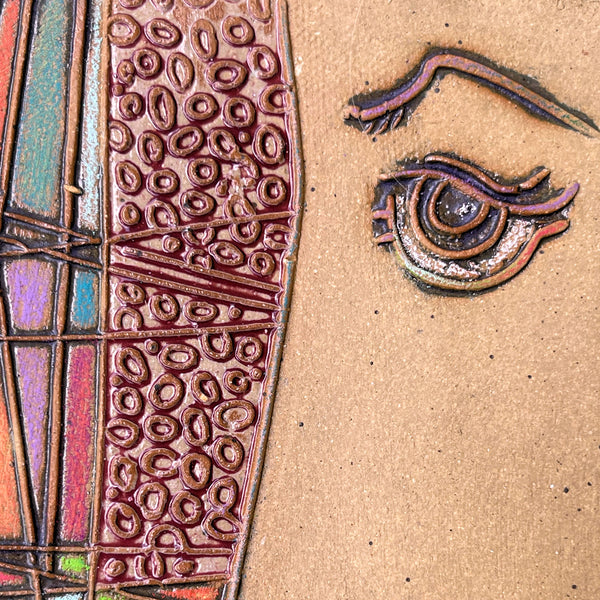 Handmade Ceramic Pottery Wall Art Abstract Portrait