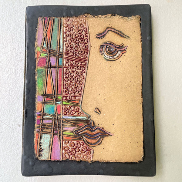 Handmade Ceramic Pottery Wall Art Abstract Portrait