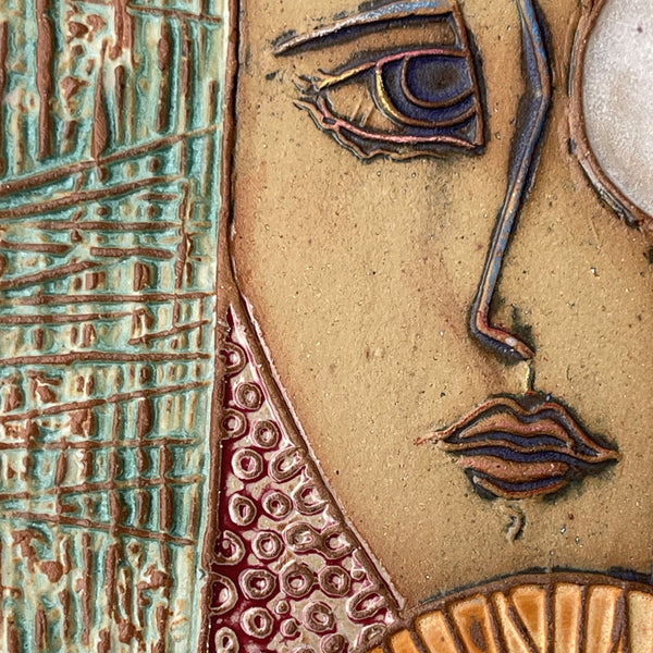 Modern Abstract Face – Ceramic Pottery Wall Hanging