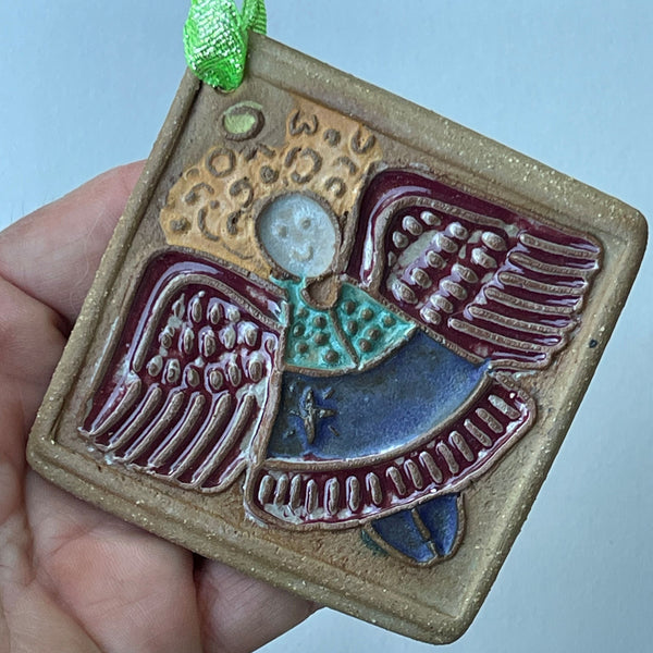 Christmas Angel Pottery Ceramic Handmade Ornament Unique Holiday Decor