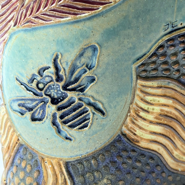 Bee Pottery Flower Vase Hand Made Clay Flower Holder